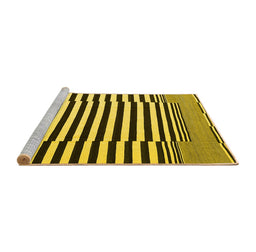 Sideview of Machine Washable Abstract Yellow Contemporary Rug, wshcon2788yw