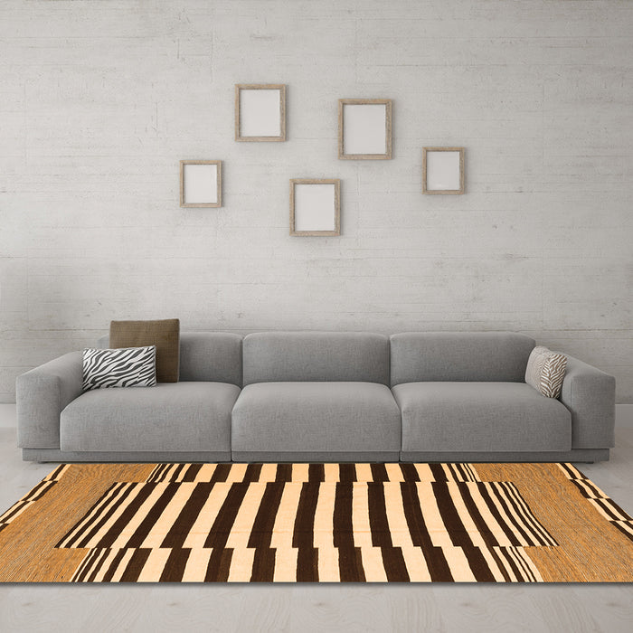 Machine Washable Abstract Orange Contemporary Area Rugs in a Living Room, wshcon2788org