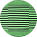 Round Machine Washable Abstract Emerald Green Contemporary Area Rugs, wshcon2788emgrn