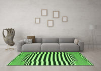 Machine Washable Abstract Green Contemporary Rug, wshcon2788grn