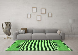 Machine Washable Abstract Green Contemporary Area Rugs in a Living Room,, wshcon2788grn