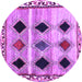 Round Machine Washable Abstract Purple Contemporary Area Rugs, wshcon2789pur