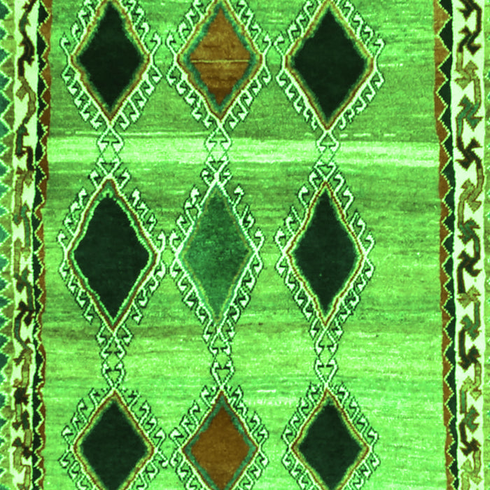 Serging Thickness of Machine Washable Abstract Green Contemporary Area Rugs, wshcon2789grn