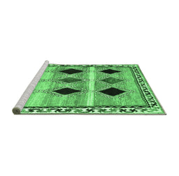 Sideview of Machine Washable Abstract Emerald Green Contemporary Area Rugs, wshcon2789emgrn