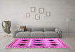 Machine Washable Abstract Pink Contemporary Rug in a Living Room, wshcon2789pnk