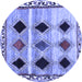 Round Abstract Blue Contemporary Rug, con2789blu