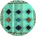 Round Abstract Turquoise Contemporary Rug, con2789turq