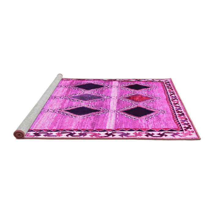 Sideview of Machine Washable Abstract Pink Contemporary Rug, wshcon2789pnk