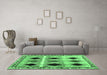 Machine Washable Abstract Emerald Green Contemporary Area Rugs in a Living Room,, wshcon2789emgrn