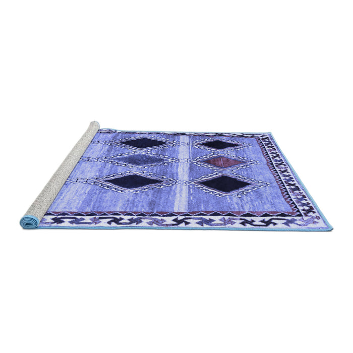 Sideview of Machine Washable Abstract Blue Contemporary Rug, wshcon2789blu