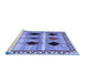 Sideview of Machine Washable Abstract Blue Contemporary Rug, wshcon2789blu