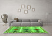 Machine Washable Abstract Green Contemporary Area Rugs in a Living Room,, wshcon2789grn