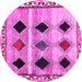 Round Abstract Pink Contemporary Rug, con2789pnk