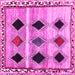 Square Machine Washable Abstract Pink Contemporary Rug, wshcon2789pnk