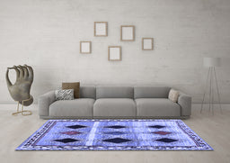 Machine Washable Abstract Blue Contemporary Rug in a Living Room, wshcon2789blu
