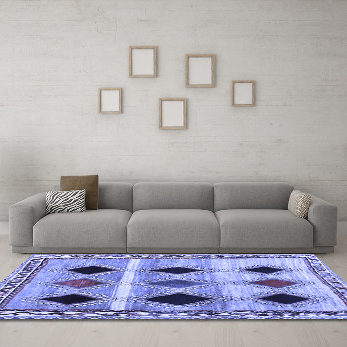Machine Washable Abstract Blue Contemporary Rug in a Living Room, wshcon2789blu
