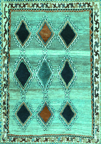 Abstract Turquoise Contemporary Rug, con2789turq