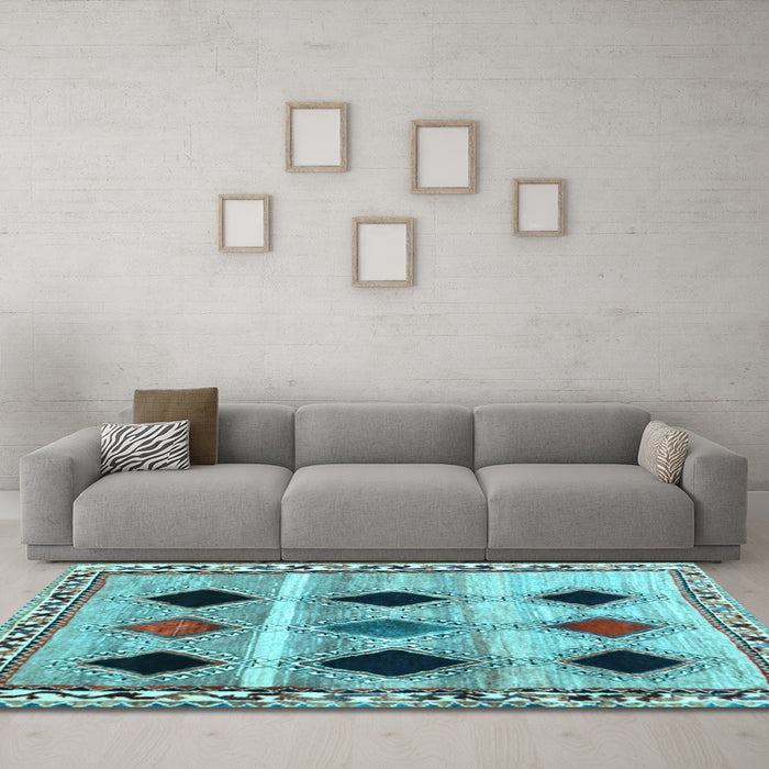 Machine Washable Abstract Light Blue Contemporary Rug in a Living Room, wshcon2789lblu