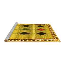 Sideview of Machine Washable Abstract Yellow Contemporary Rug, wshcon2789yw