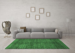Machine Washable Abstract Emerald Green Contemporary Area Rugs in a Living Room,, wshcon278emgrn
