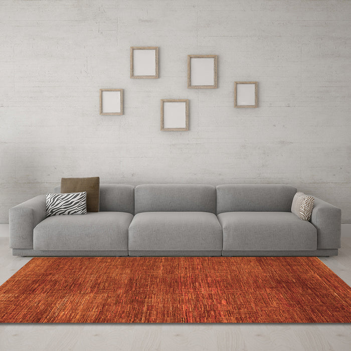 Machine Washable Abstract Orange Contemporary Area Rugs in a Living Room, wshcon278org