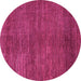 Round Machine Washable Abstract Pink Contemporary Rug, wshcon278pnk