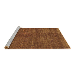 Sideview of Machine Washable Abstract Brown Contemporary Rug, wshcon278brn