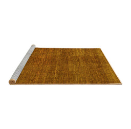 Sideview of Machine Washable Abstract Yellow Contemporary Rug, wshcon278yw