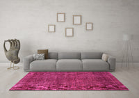 Machine Washable Abstract Pink Contemporary Rug, wshcon278pnk