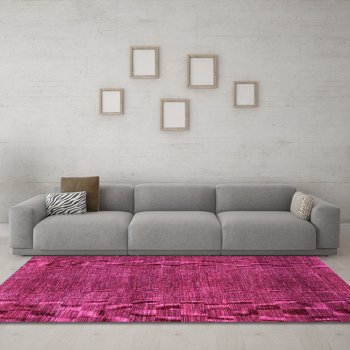 Machine Washable Abstract Pink Contemporary Rug in a Living Room, wshcon278pnk