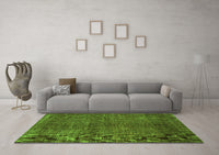 Machine Washable Abstract Green Contemporary Rug, wshcon278grn