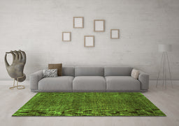 Machine Washable Abstract Green Contemporary Area Rugs in a Living Room,, wshcon278grn