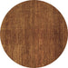 Round Abstract Brown Contemporary Rug, con278brn