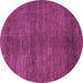 Round Machine Washable Abstract Purple Contemporary Area Rugs, wshcon278pur