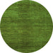 Square Abstract Green Contemporary Rug, con278grn