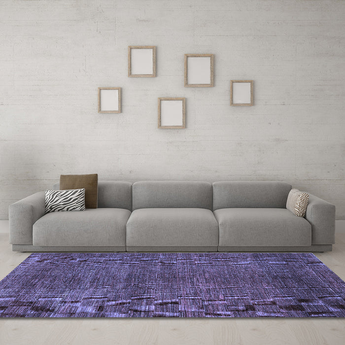 Machine Washable Abstract Blue Contemporary Rug in a Living Room, wshcon278blu