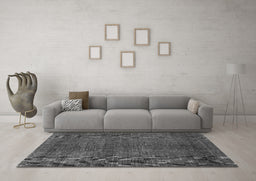Machine Washable Abstract Gray Contemporary Rug in a Living Room,, wshcon278gry
