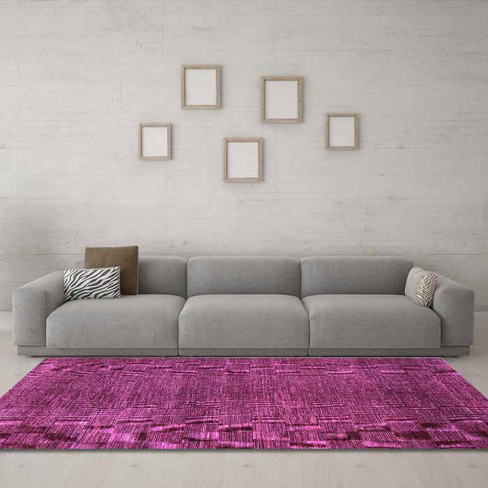 Machine Washable Abstract Purple Contemporary Area Rugs in a Living Room, wshcon278pur
