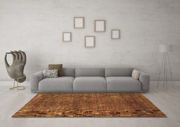 Machine Washable Abstract Brown Contemporary Rug in a Living Room,, wshcon278brn
