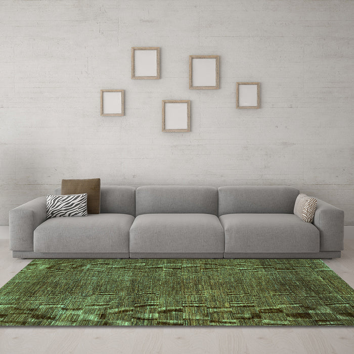 Machine Washable Abstract Turquoise Contemporary Area Rugs in a Living Room,, wshcon278turq
