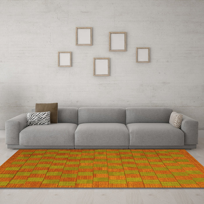 Machine Washable Abstract Yellow Contemporary Rug in a Living Room, wshcon2790yw