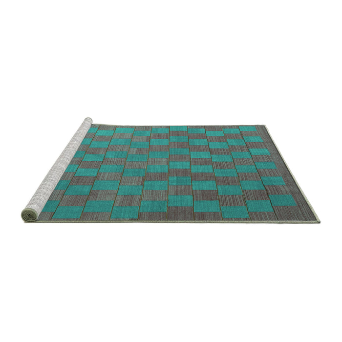 Sideview of Machine Washable Abstract Turquoise Contemporary Area Rugs, wshcon2790turq