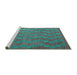 Sideview of Machine Washable Abstract Turquoise Contemporary Area Rugs, wshcon2790turq