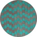 Round Machine Washable Abstract Turquoise Contemporary Area Rugs, wshcon2790turq