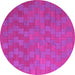 Round Machine Washable Abstract Pink Contemporary Rug, wshcon2790pnk