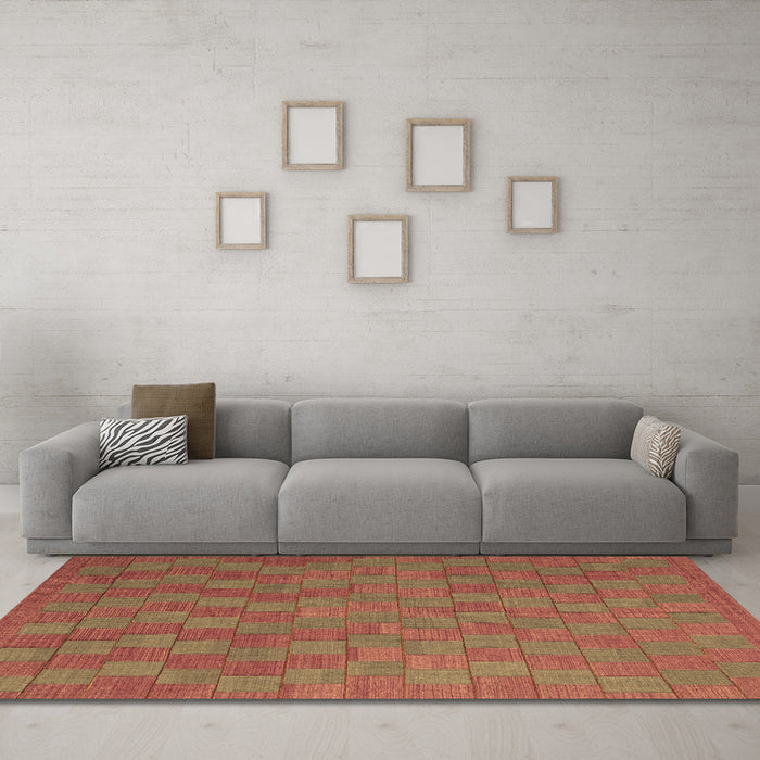 Machine Washable Abstract Brown Contemporary Rug in a Living Room,, wshcon2790brn