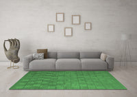Machine Washable Abstract Emerald Green Contemporary Rug, wshcon2790emgrn