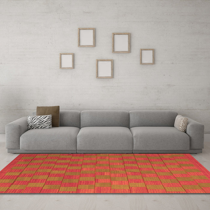 Machine Washable Abstract Orange Contemporary Area Rugs in a Living Room, wshcon2790org