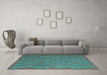 Machine Washable Abstract Turquoise Contemporary Area Rugs in a Living Room,, wshcon2790turq