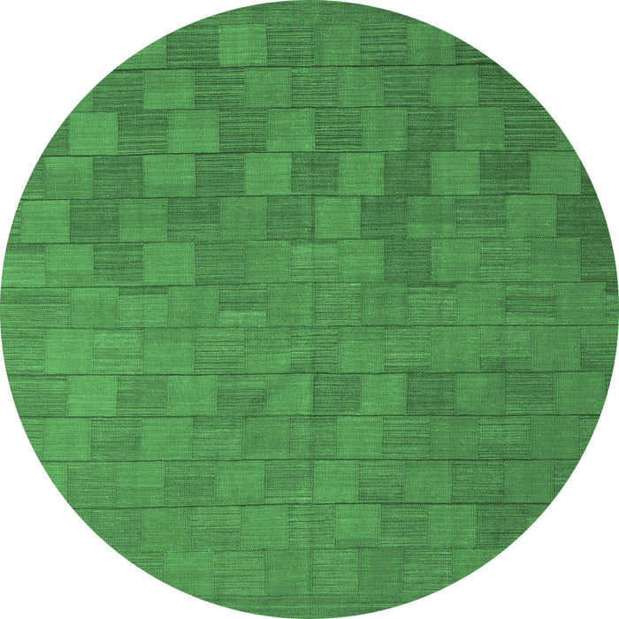 Round Machine Washable Abstract Emerald Green Contemporary Area Rugs, wshcon2790emgrn
